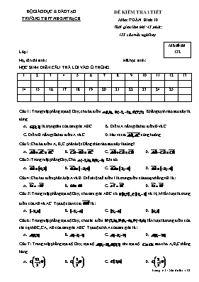 Đề kiểm tra 1 tiết môn Toán hình 10 Mã đề thi 132